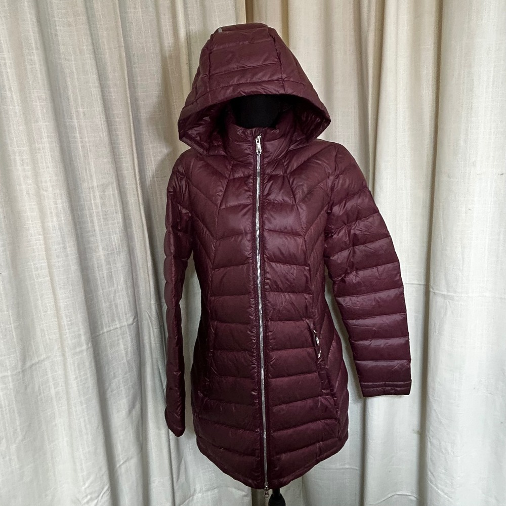 Spyder Womens Long Down Jacket Burgundy M 507 WTSWTS Syround Hooded